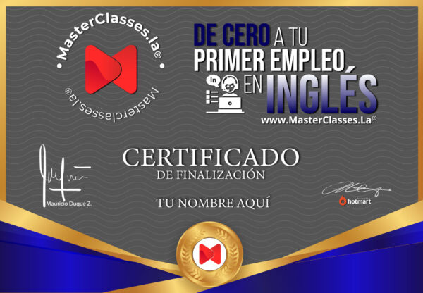 Certificado De cero a tu primer empleo en ingles